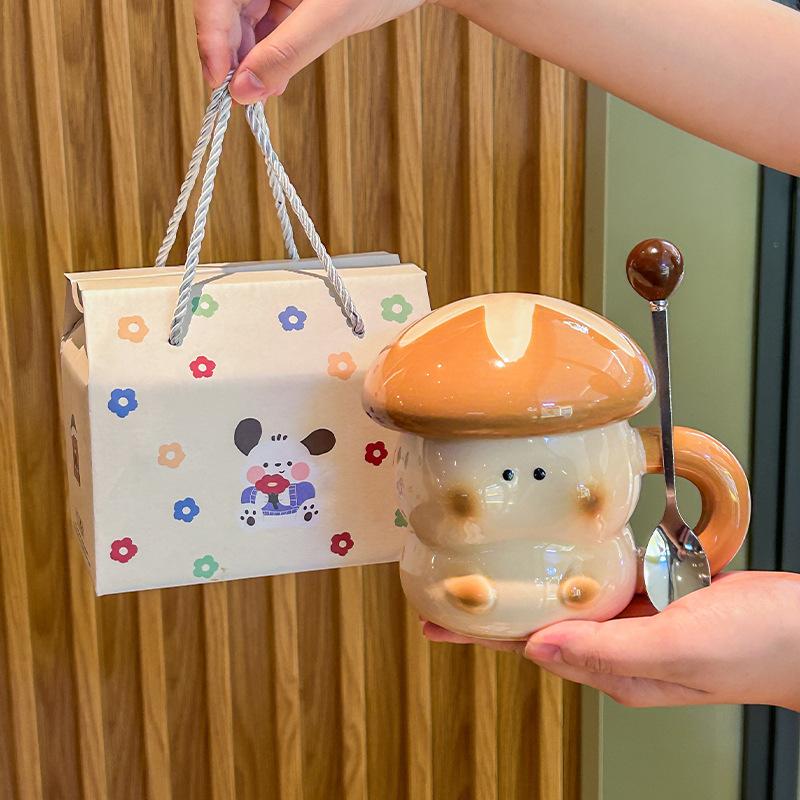 High-value Mushroom Water Cup Birthday Gift Box for Girl Friends Practical Ceramic Mug Practical Souvenir