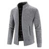 Men's plush sweater cardigan plus size men's stand-up collar warm knitted jacket youth