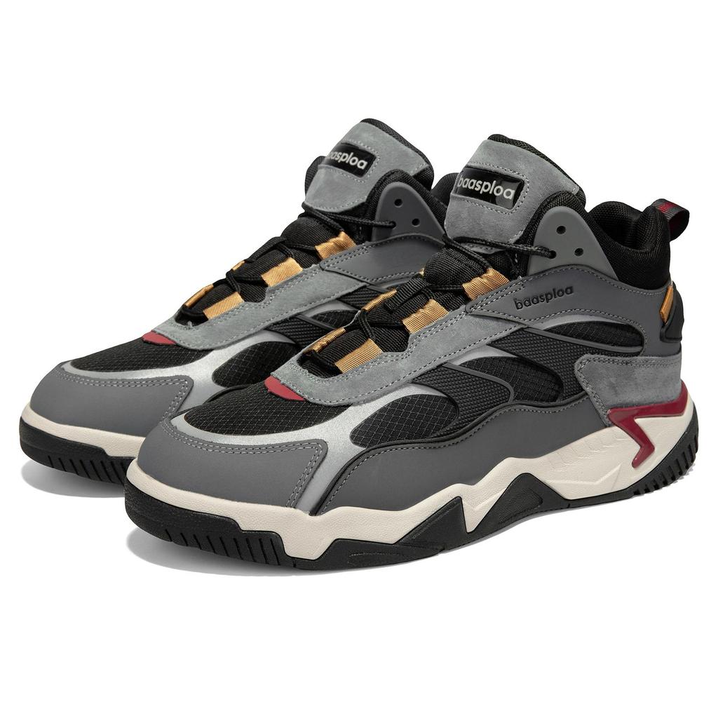 BAASPLOA Winter Men Sneakers Leather Casual Fashion Waterproof Sport Shoes for Man Plush Warm Male Sneakers Non-Slip Outdoor Casual Sports Shoes