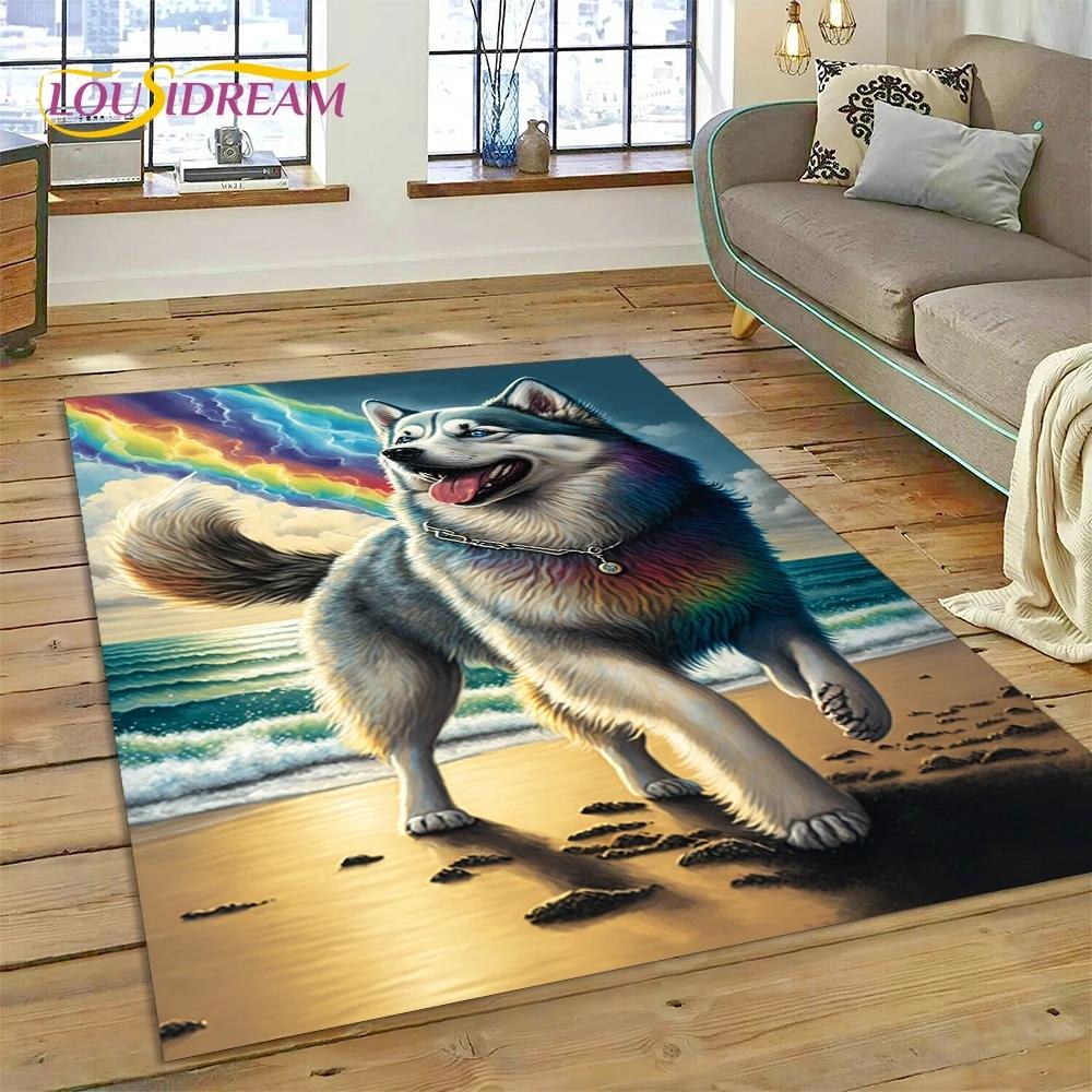 3D Cute Dog Samoye, Chihuahua, Husky, Koki Cartoon Χαλί για Σαλόνι Υπνοδωμάτιο Διακόσμηση σπιτιού, Αντιολισθητικό δώρο για καναπέ-πόρτα