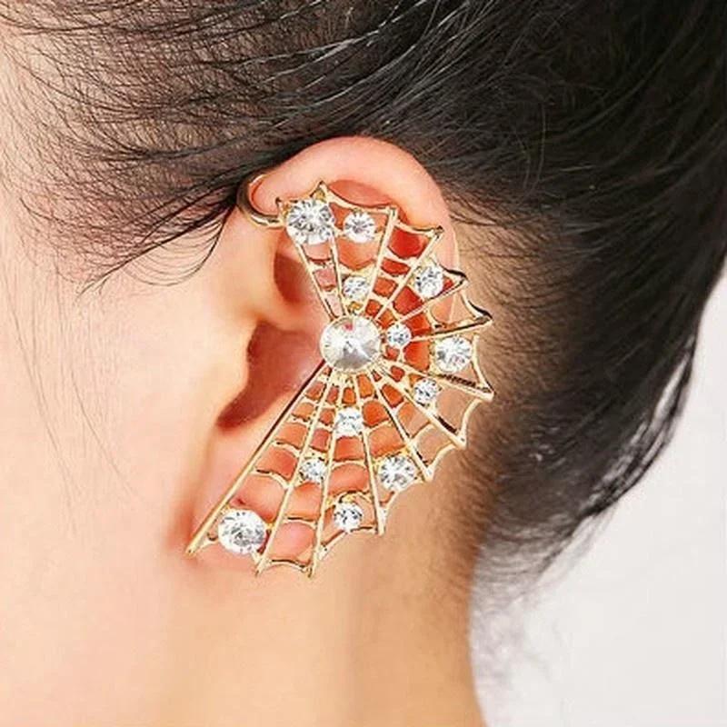 Earrings Are Popular in Europe America Diamond-encrusted Personalized Spider Web Exaggerated Punk Fashion Stud Earrings Jewelry