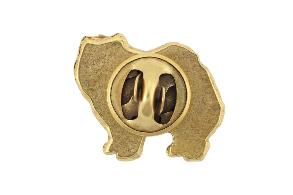 Chow Chow - Broche de cachorro em caixa decorativa, pino elegante banhado a ouro, pino de lapela da marca Art-Dog