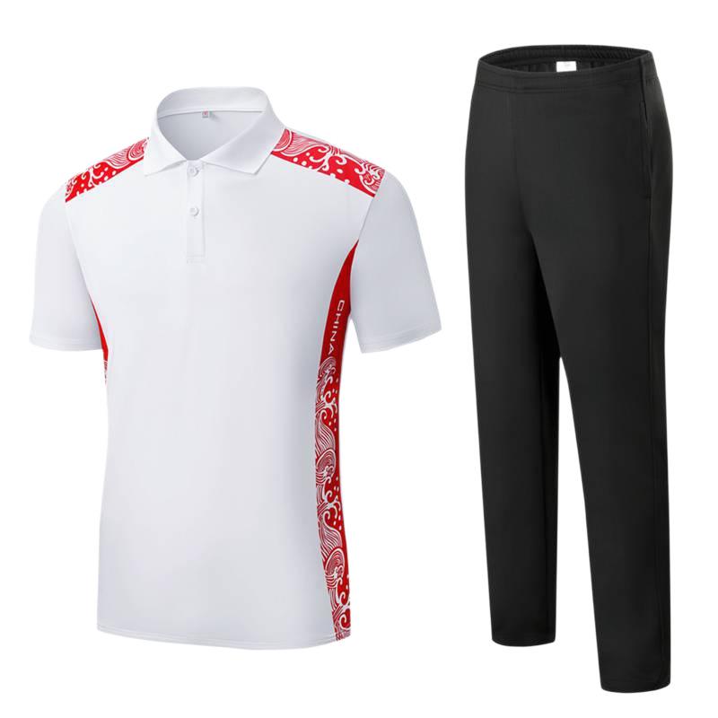 Unisex Digital Print Polo Shirt & Long Pants Set - Summer Sports Casual Wear
