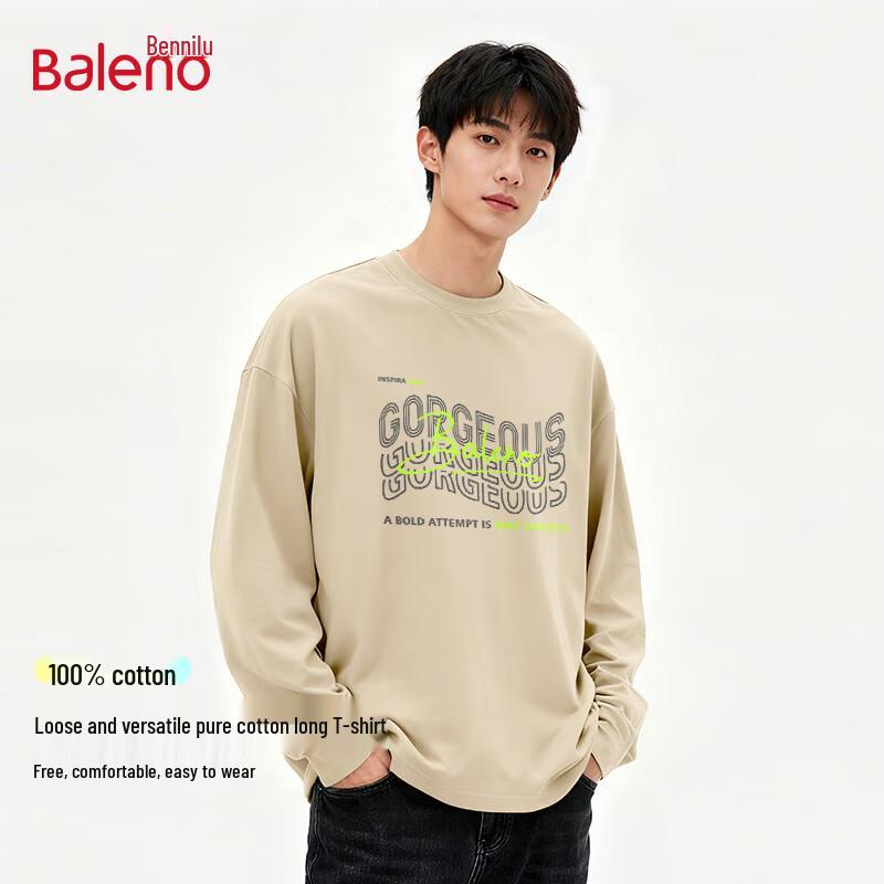 

Baleno Men s BNL Wave Print Round Neck Long Sleeve T-Shirt XL
