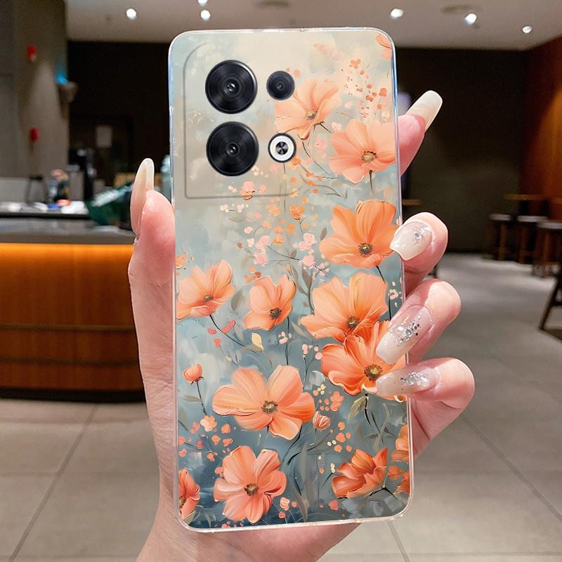 Hülle für OPPO Reno 8 5G Mode Schmetterlingsblumen Klar Weiches TPU Silikon Rückseite für OPPO Reno 8 Pro / Reno8 5G Handyhülle