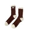 Dámské sametové ponožky s kávovým pruhem - Silné, měkké středně vysoké pro podzim/zimu