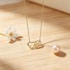 New Animal Dog Paw Heart Gold Necklace Men and Women Hollow Love Shape Choker Chain Footprint Versatile Pendant