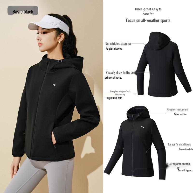 Anta Women s Water-Repellent Hooded Winter Sport Jacket M