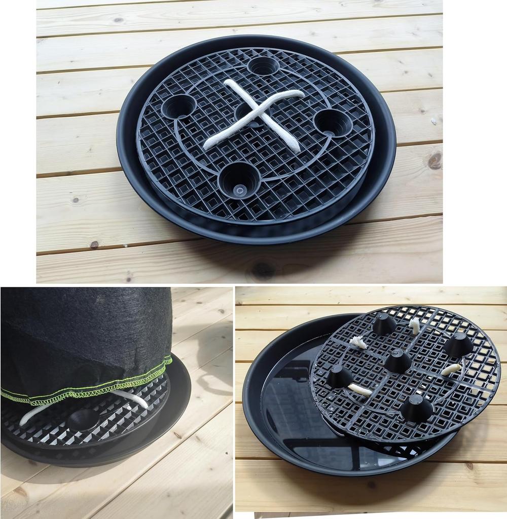 Stand,4-Pack 14 Inch, Elevated Plant Saucer Self-Watering Fabric Pot Base,