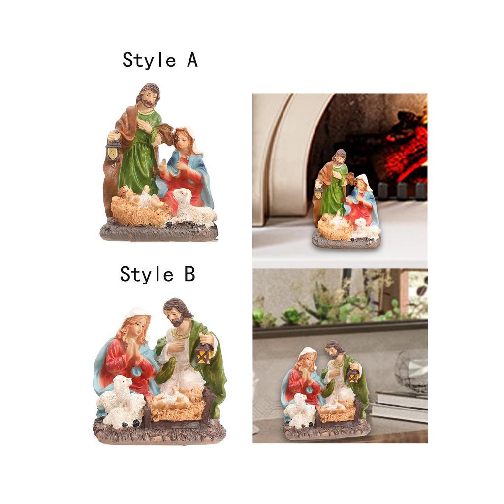 Christmas Statue Artwork Jesus Birth Figurine for Office Bedroom Living Room