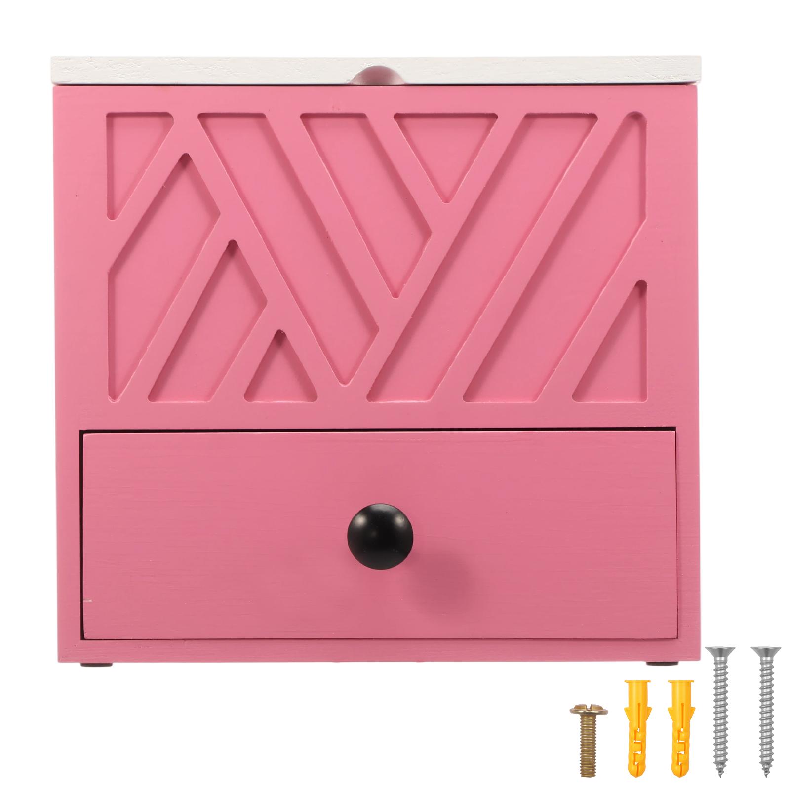 

Wooden Tampon Holder with Lid and Drawer Bathroom Tampon Storage Box Large Capacity Dust Proof Feminine Product Organizer рожевий