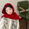Autumn and Winter Retro Children's Hats Solid Color Baby Shawl Scarf Knitted Versatile Simple Integrated Wool Hat Pullover Hat
