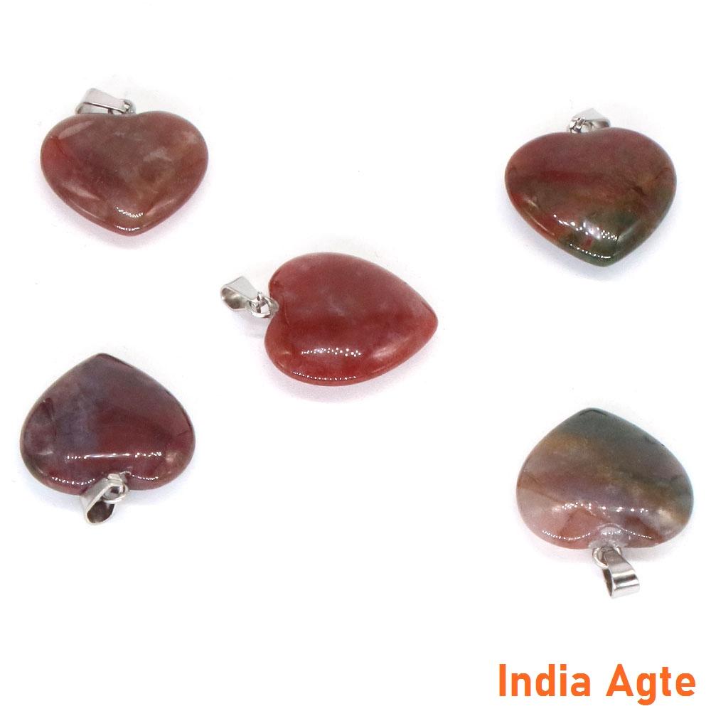 10PC/Set Love Heart Shaped Pendant Natural Stone Rose Quartz Crystal Turquoise Tiger Eye Aventurine Jewelry Making Necklace 20mm