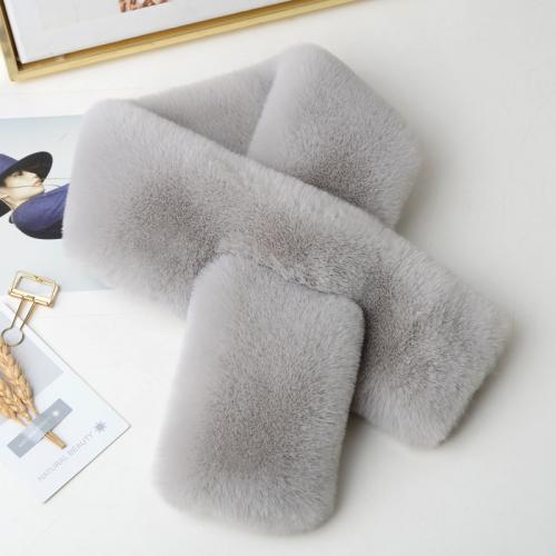Winter Thick Furry Scarf Female Imitation Rex Rabbit Fur Joker Scarf Set Warm Plush Cross Fur Collar.