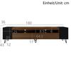 Meuble TV bas 180 cm longueur, aspect noir et bois-style moderne -L180 x P36 x H43 cm