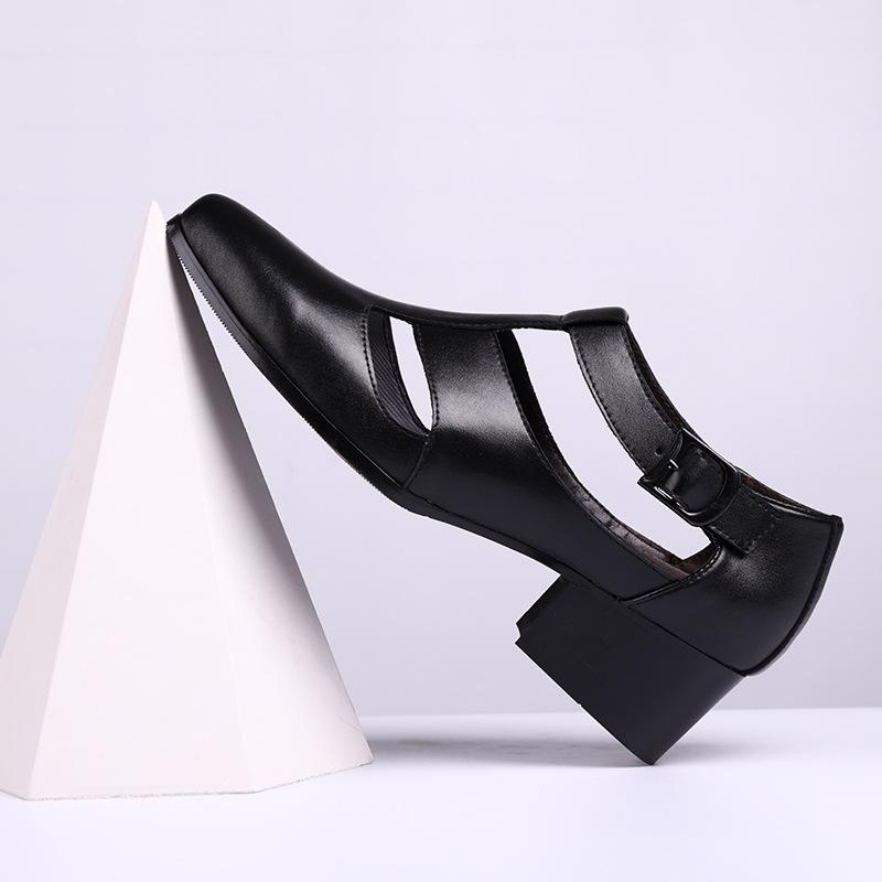 2025 Summer Business Dress Cool Leather Shoes Sandals Men's High Heels Hollow Pointed Shoes Men's Shoes Breathable Hole Shoes