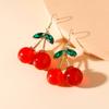 Fashion Crystal Cherry Earrings for Women Girls Simulated Fruit Drop Dangle Earrings Pendant Party Jewelry Gift