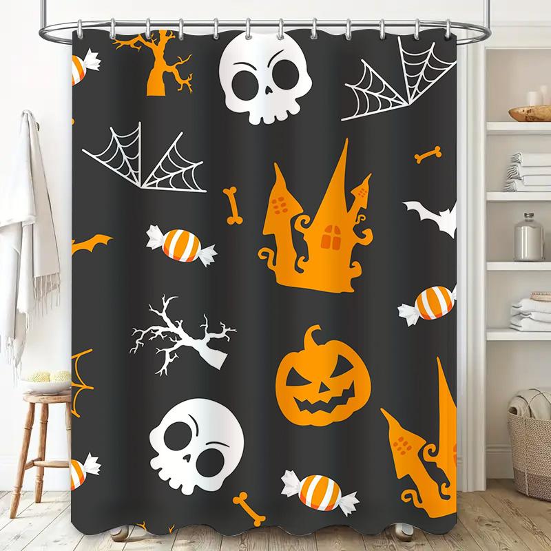 Tuniu Halloween Bat Skull Candy Ghost Shower Curtain For Bathroom Decor Spooky Scary Cute