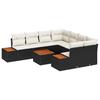 Set Divano da Giardino 9 Pezzi con Cuscini Polyrattan Nero