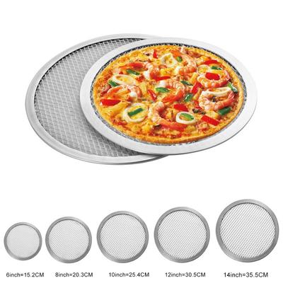 6/8/10/12/14 Inch Aluminum Round Pizza Stones Cake Baking Tray Pizza Screen Baking Tray Metal Net Non-stick Mold