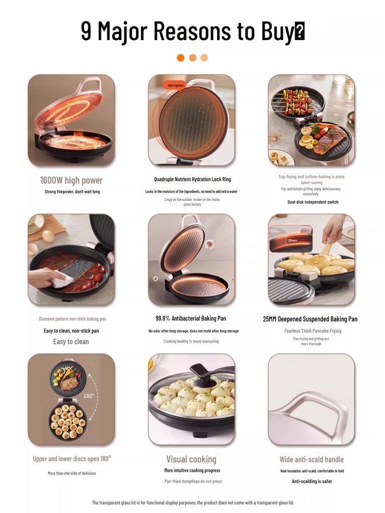 Large Capacity Double-Sided Ceramic Electric Pancake Maker – Multi-functional Griddle for Home Baking