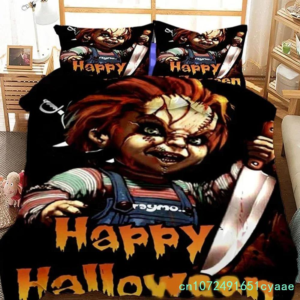 3D-Druck Horrorfilm Chucky Bettwäsche-Set Kissenbezug Bettbezug Doppel Einzel Voll Queen King Erwachsene Kinder Deckenbezug