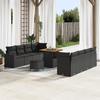 11-piece Garden Sofa Set with Cushions Black Poly Rattan Acacia, 3-piece Garden Dining Set 3361584