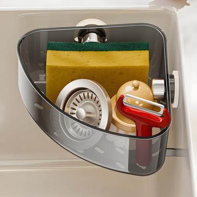 Suction Cup Sink Corner Rack Large Capacity Strong Load-bearing Easy To Install Multifunctional Kitchen Sink Caddy Organizer