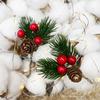 10Pcs Christmas Pine Picks Artificial Red Berries Branches with Pinecone Stem for DIY Wreath Party Decor