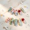 1 Set Cartoon Fruit Dog Press On Nails Women Long French Tip Stick-on Fake Nails Full Cover Glue On False Nails DIY Manicure Supplies