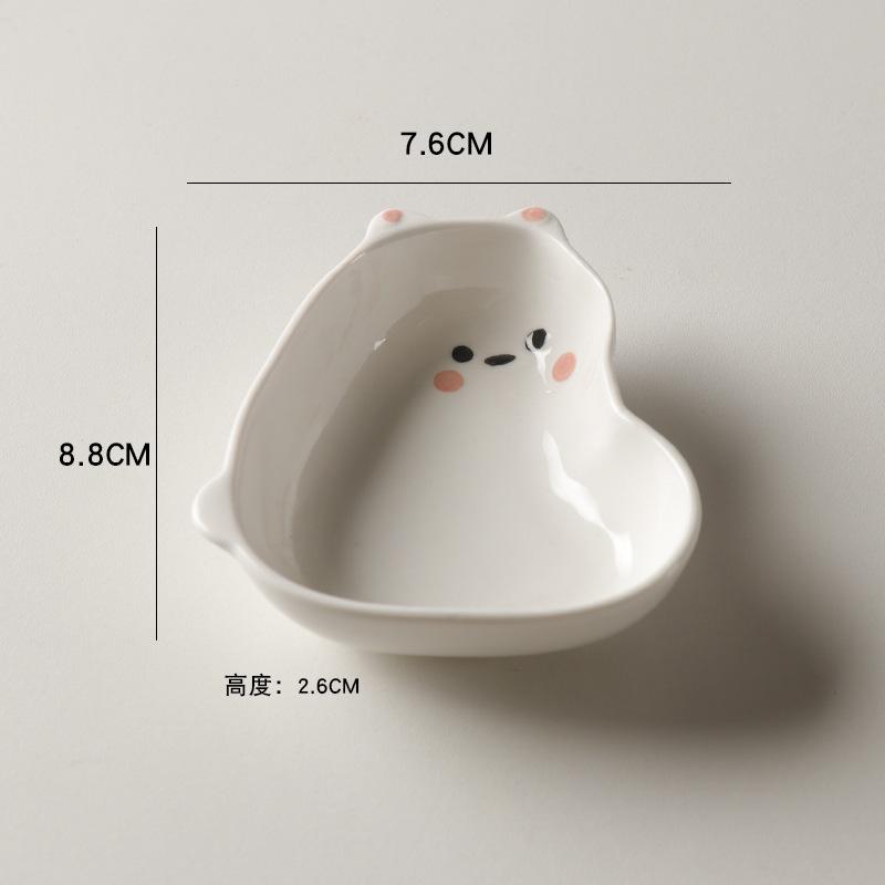 Embossed Ceramic Flavored Plate Creative Cartoon Sauce Plate Snack Plate Mini Cute Household Vinegar Dish Hot Pot Dipping Sauce Plate