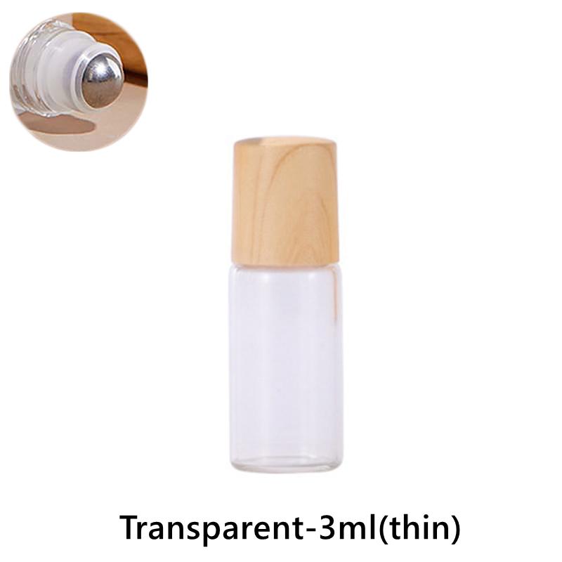 

1/2/3/5/10ML Cosmetic Container Roll On Glass Bottles For Essential Oil Empty Perfume Bottle Refillable Container With Wood Lid