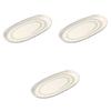 Set of 3 Oval Pottery Plates X 13 X Pottery Setomonohonpo Green-Lined Powder-Glazed [25.9 2.2 Cm] Plates, Ceramic,