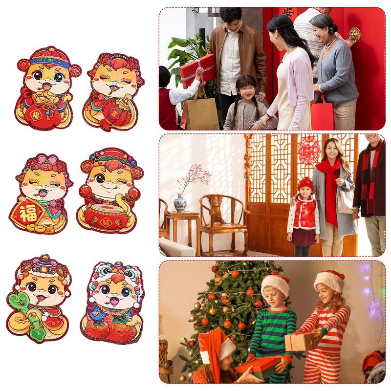 6Pcs Cartoon Lunar Red Packet New Year Lucky Money Envelopes Year of the Snake Creative Lucky Red Envelopes for Spring Festival