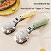 Culinary Tools Barbecue Food Flipping Spatula Tongs Clip 304 Stainless Steel Fish Turner Extendable Locking Anti-Slip Clamps