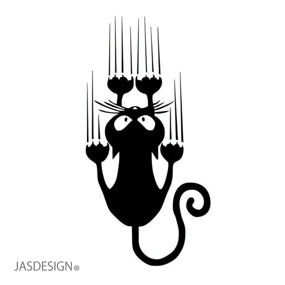 [JASDESIGN] Cat Sticker Cat Sticker Cutting Sticker Car Motorcycle Decal Funny Cute JM-280 (White Silver, 1)