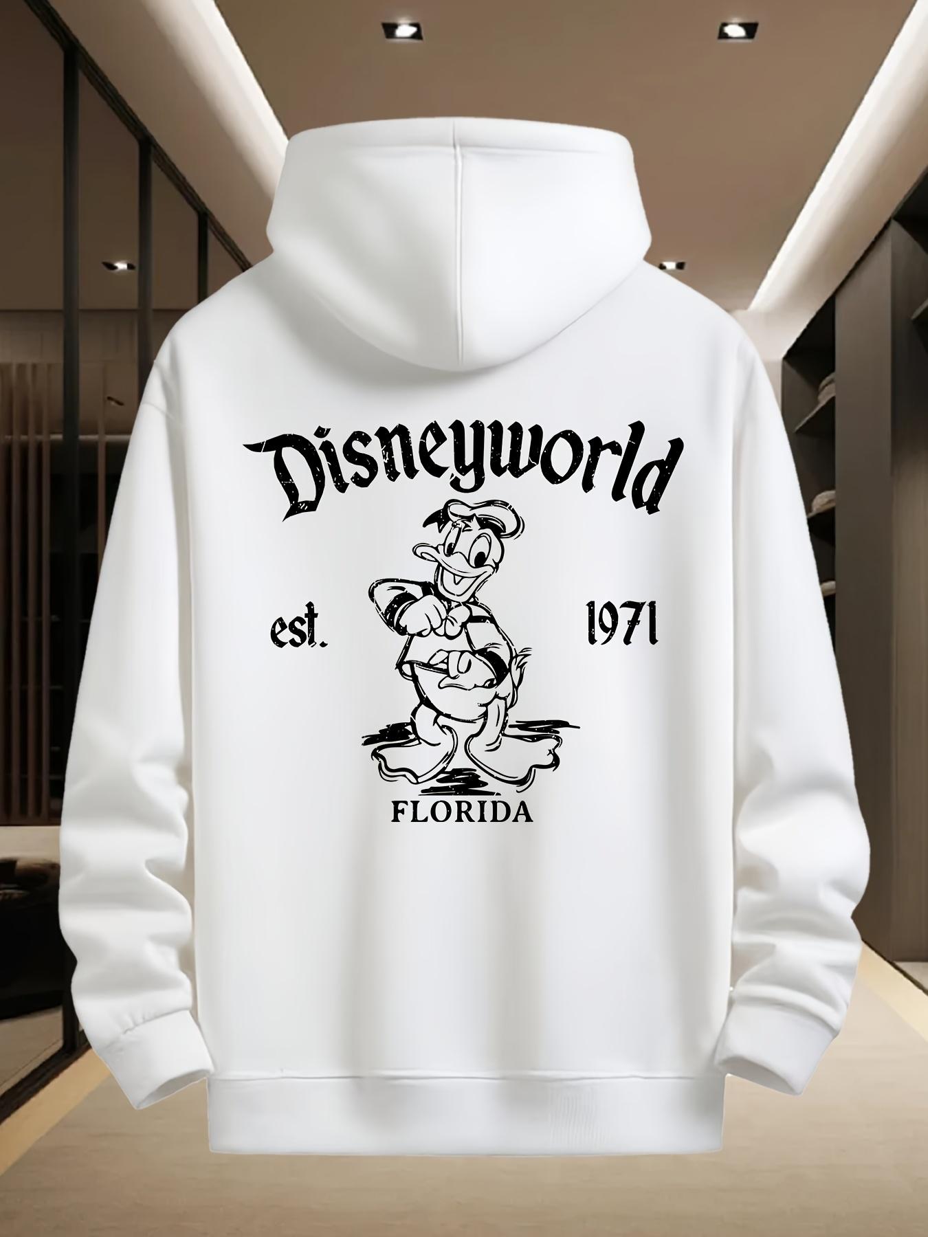

Disney Men s Hooded Sweater Donald Duck Series Sweatshirt Autumn and Winter Casual White Men s and Women s Top Hoodie S