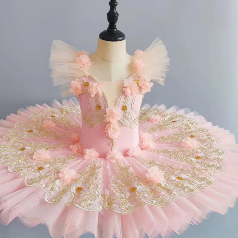 Kleines Schwan Strapless Ballettkleid: Puff-Mesh-Rock & Spitze für Kinderaufführungen