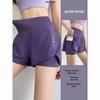 Women's High Waist Double Layer Sports Shorts with Pockets for Running & Yoga
