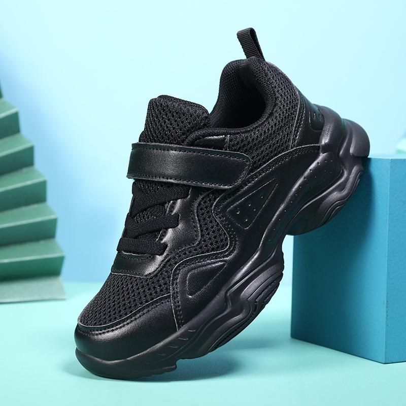 Boys Sneakers Leather Mesh Stitch Black White Breathable Comfortable Kids Shoes Running Sports Children Sneakers for Boy