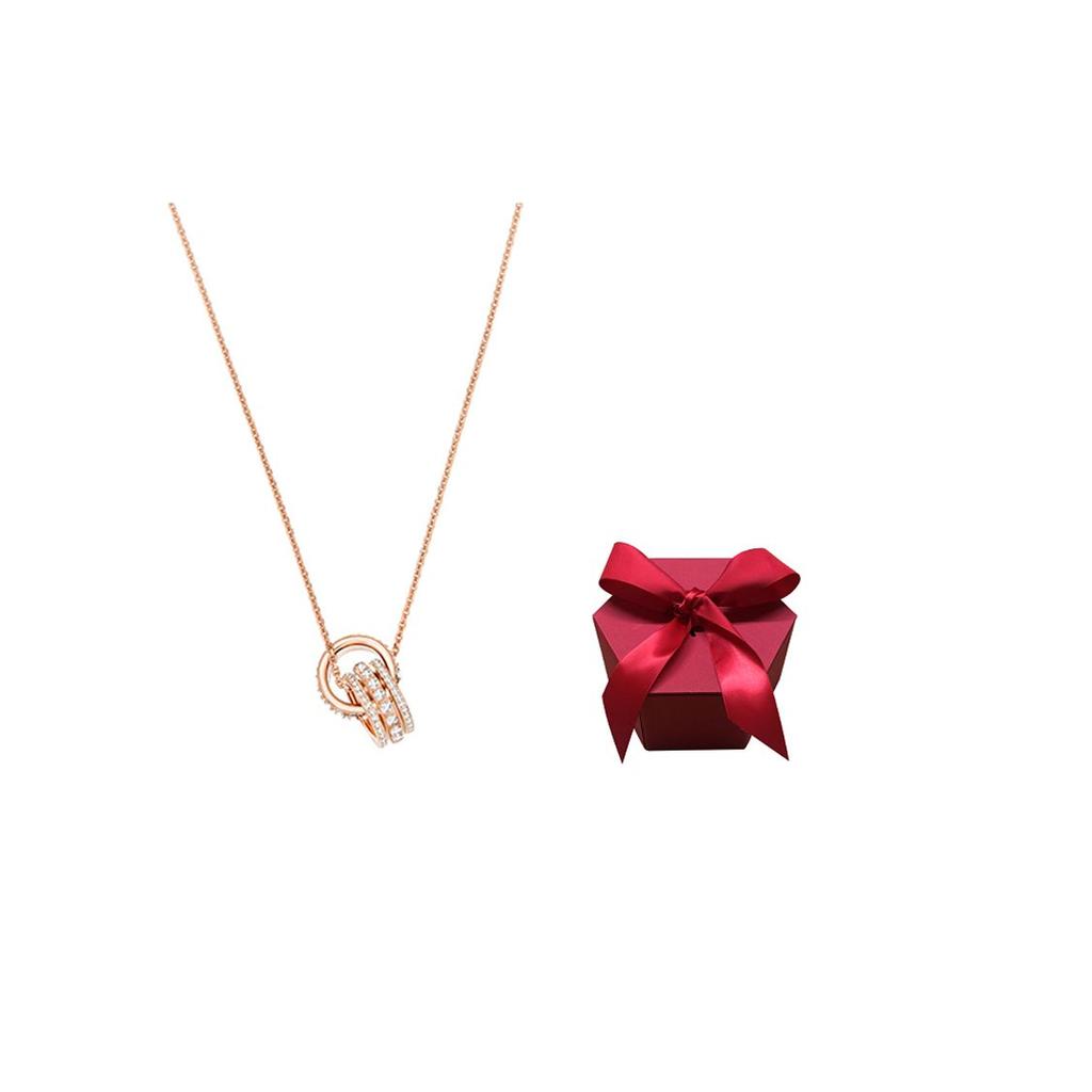 Swarovski Further Double Ring Hollow Gold Plated Necklace Women Necklace Rose-Gold 5419853