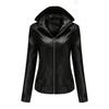 Veste en cuir à capuche automne et hiver pour femme avec capuche amovible et veste en cuir velours coupe slim
