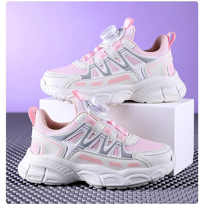 Girls' 2024 Spring/Autumn Non-slip Soft Sole Mesh Running Shoes for Big Kids