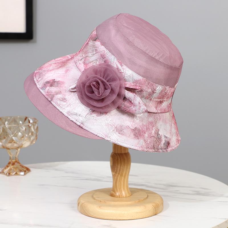 Summer New Hat Women the Elderly Organza Sun Hat Summer Sunshade Bucket Hat Mother Sunscreen Hat Thin
