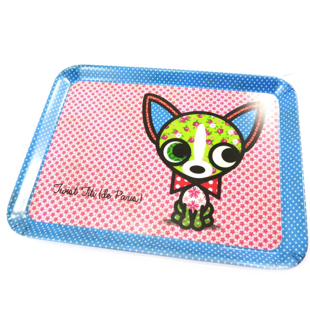 Les Trésors De Lily [N5509] - Small Tray 'Dog and Cat Lolita' Red Dog - 24x18 Cm