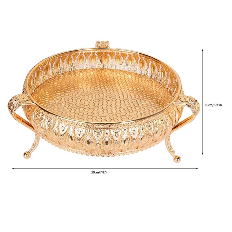 Tavă Europeană Metalică pentru Servit Fructe Cutie de Depozitare Farfurie Multifuncțională Nuntă Petrecere Ceai Suport de Afișare X3UC