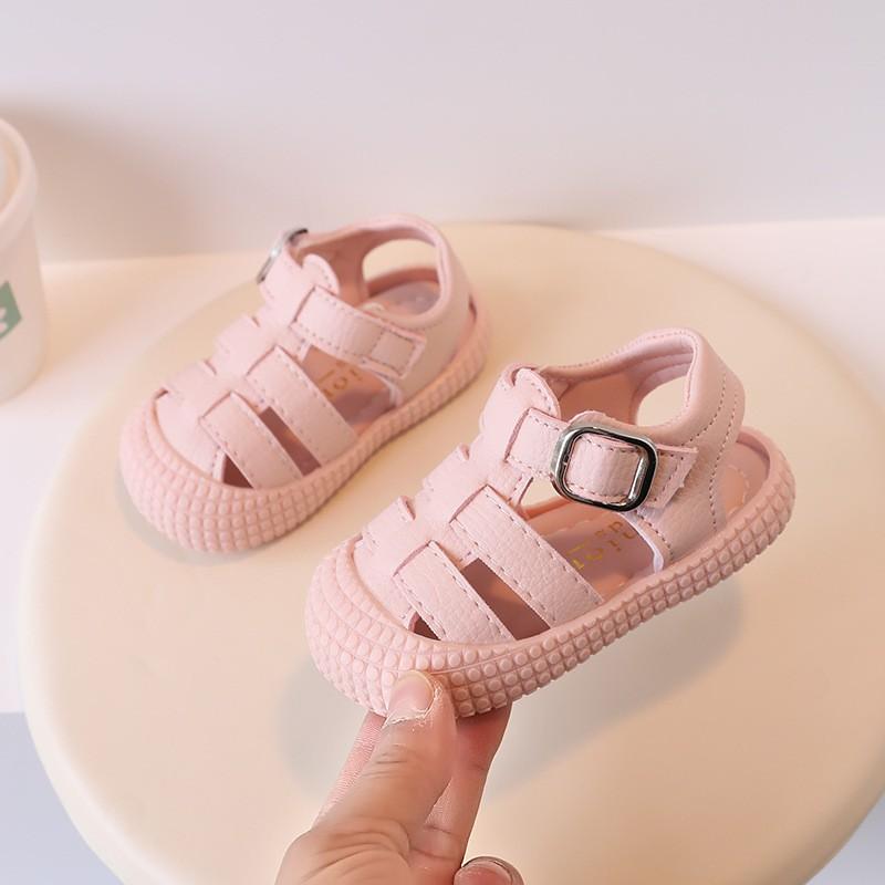 Soft Sole Toddler Sandals Boys Girls 1-3 Years Breathable Closed-Toe Shoes With Velcro Closure