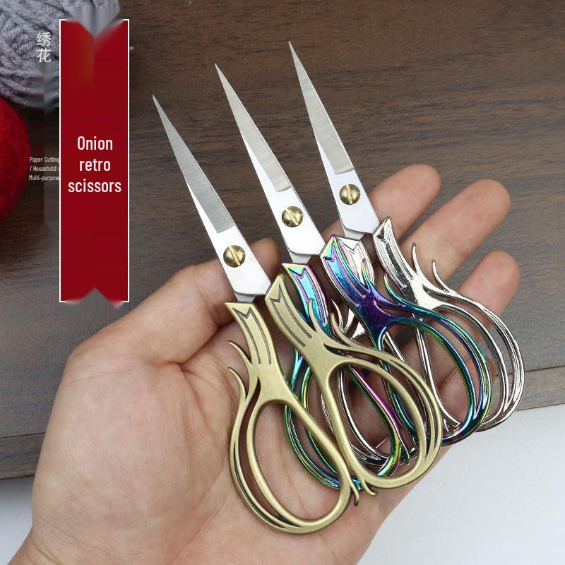 Portable Stainless Steel Scissors for Crafts, Thread Ends & Tea Ceremonies - Sharp Tip, Retro Design