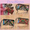 Ethnic Embroidered Long Wallet With Tassel Polyester Fabric Retro Style