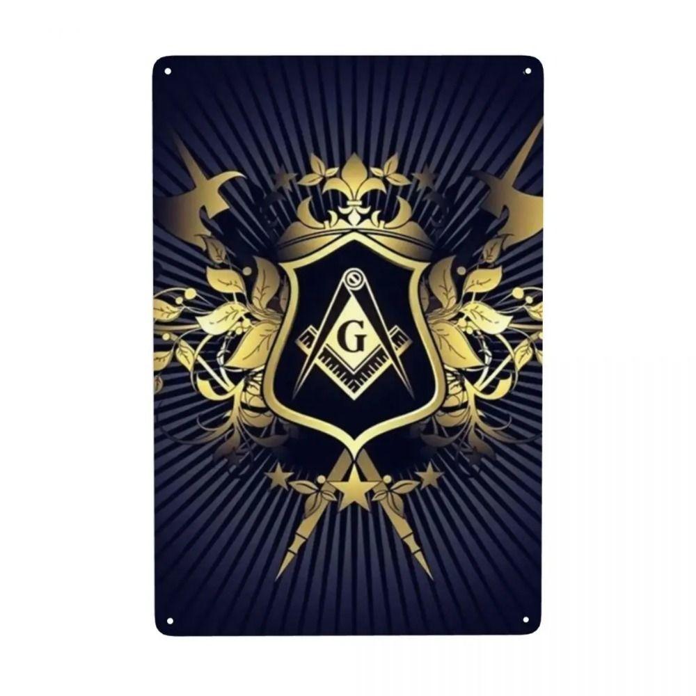 Tin Sign Masonic Darkness to Light Retro Metal Plaque Bar Cafe Wall Decor 20x30cm